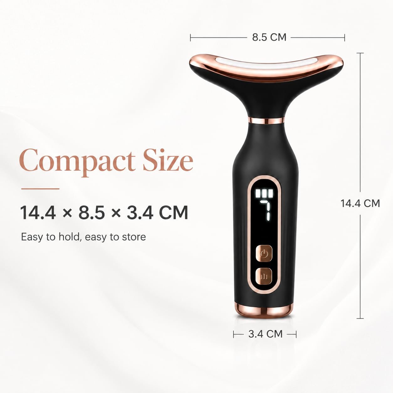 Massaggiatore viso nero ricaricabile, dispositivo di lifting facciale 7 in 1 con calore a 45 °C e terapia della luce LED, strumento elettrico per rassodare la pelle del collo, mascella del collo