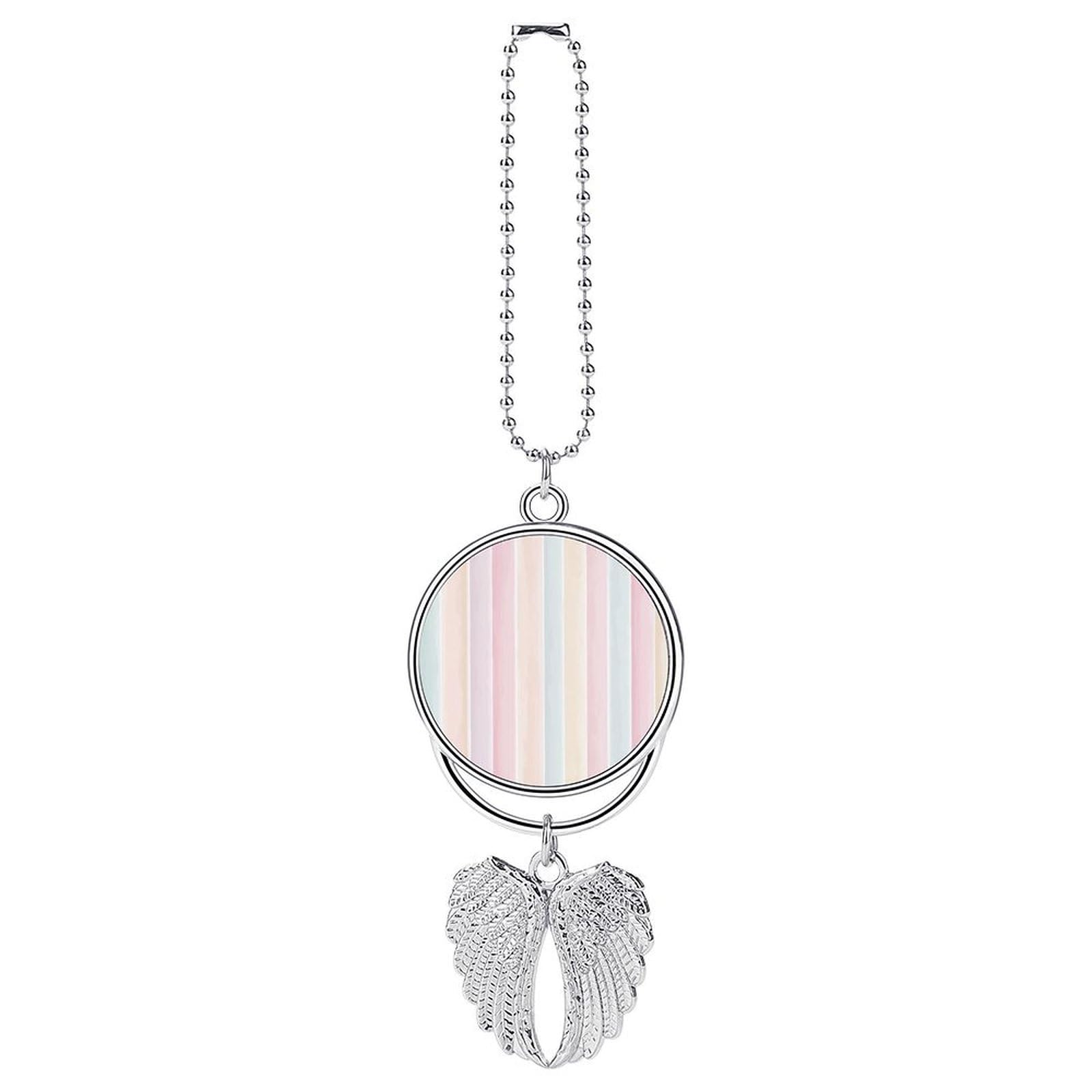 Width Vertical Stripes in Pink Peach Mint Cream Car Hanging Pendant Car Interior Decoration Rearview Mirror Charms Ornaments