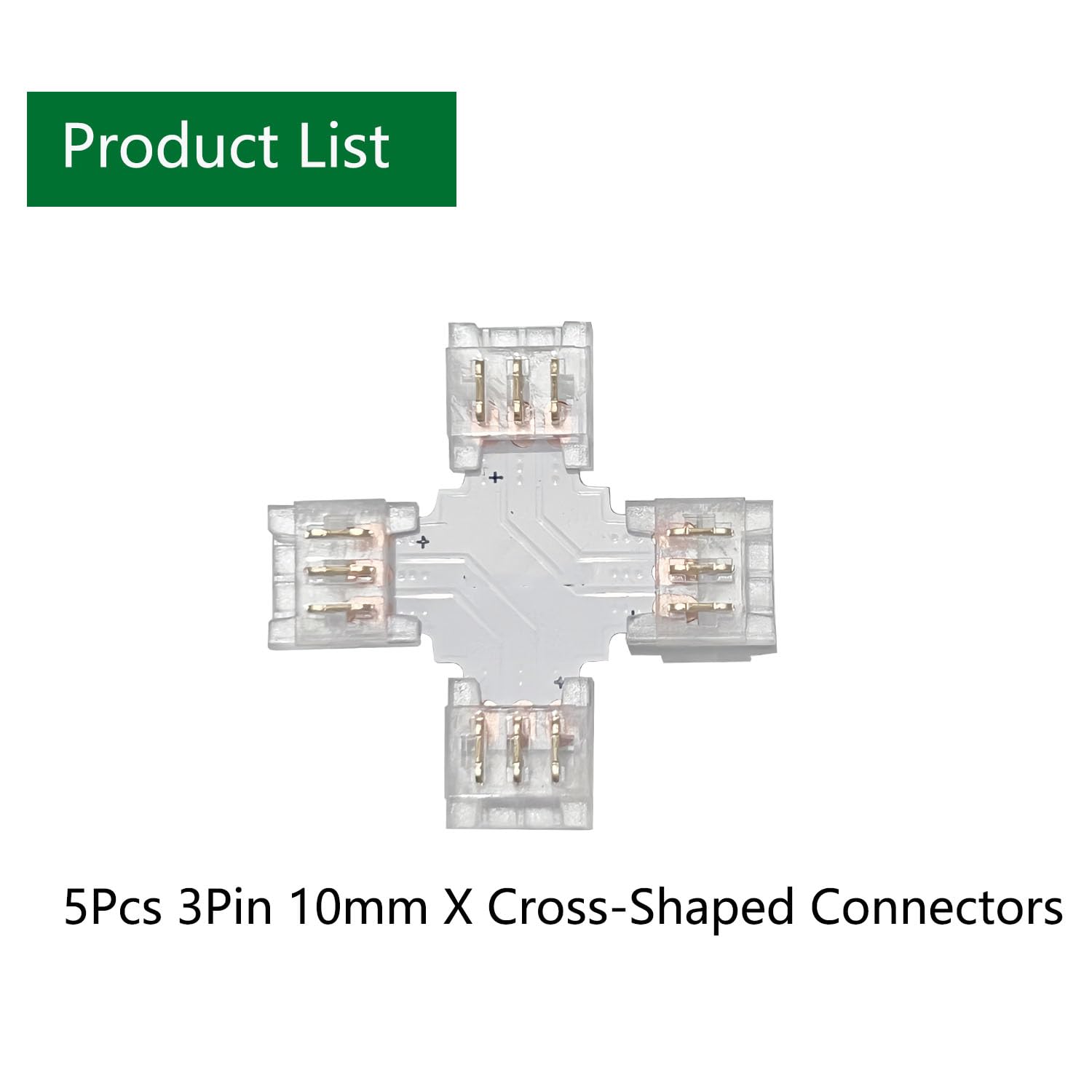 ENQIMAOYI 5pcs X Shape LED Strip Connector 3pin 10mm Width Cross-Shaped connectors for SMD LED Strip Lights,Upgraded Gapless Solderless Quick Connector (3pin 10mm X) - Image 2