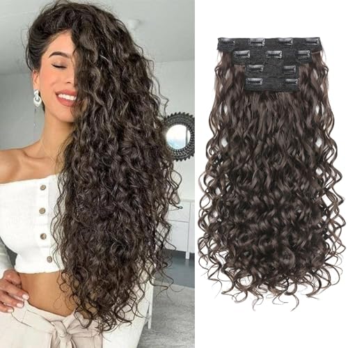 REECHO�J�[���[�w�A�G�N�X�e���V�����A4PCS 50.8 cm �N���b�v�C���w�A�G�N�X�e���V���� ���[�X�E�F�t�g �V���[�g�J�[���[�G�N�X�e���V���� �N���b�v�C�� �C���r�W�u���i�`�������w�A�s�[�X �����p�A�`���R���[�g�u���E��