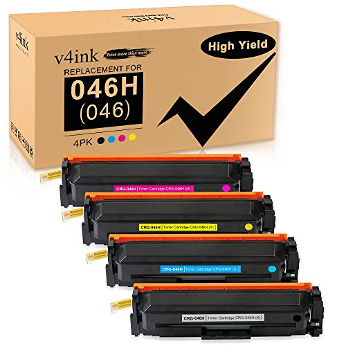 V4INK Compatible Toner Cartridge Replacement for Canon 046 046H CRG-046 Black Cyan Magenta Yellow Toner High Yield Set for Canon ImageClass mf733cdw mf731cdw mf735cdw lbp654cdw MF735Cdw Printer