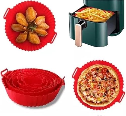 Kit 6 Formas redonda Antiaderente Em Silicone para AIR FRYER Reutilizável EM Mirco Ondas, Antigordur