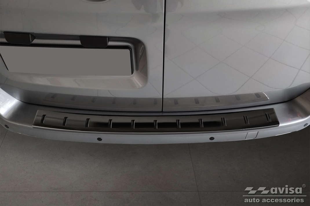 Protection De Seuil Arrière Inox Noir Compatible Avec Citroën Space Tourer & Jumpy 2016-/Peugeot Traveller & Expert 2016-/Toyota Proace