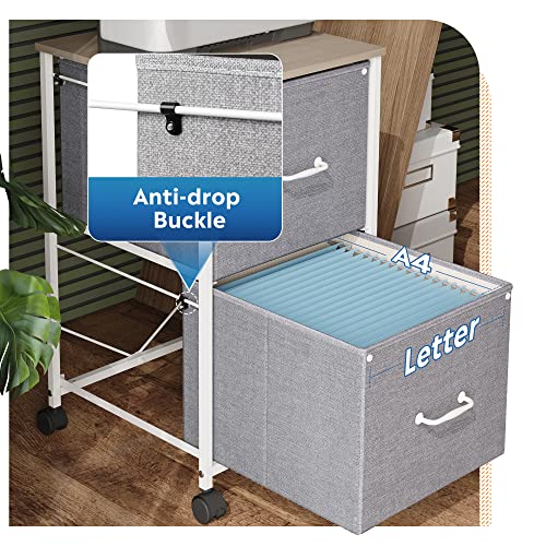 Devaise 2 Drawer Mobile File Cabinet, Rolling Printer Stand, Fabric Vertical Filing Cabinet Fits A4 Or Letter Size For Home Office thumb #4