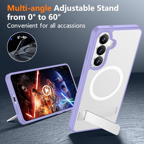 Image of SPIDERCASE Magnetic for Samsung Galaxy S26 Case, [3 Stand Ways][ Military Grade Drop Protection] with Invisible Stand Shockproof Slim Case for Samsung Galaxy S26 6.3 inch, Light Purple