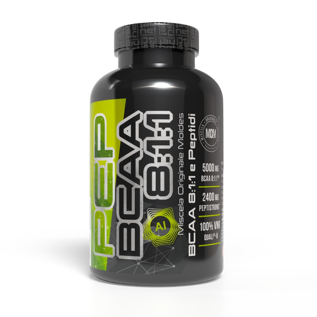 Net Integratori BCAA PEP 8:1:1 AI - 110 cps - Integratore Peptidi di Aminoacidi ramificati BCAA sviluppati con Intelligenza Artificiale per Sviluppo e Recupero Muscolare