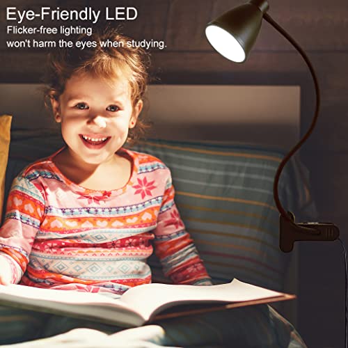 Bohon Desk Lamp 3 Color Modes 10 Brightness Dimmer Reading Light 10W 38 Led Clamp Lamp With Auto Off Timer 360° Flexible Gooseneck Clip On Light For Bed Bedside, Ac Adapter Include #TOP3