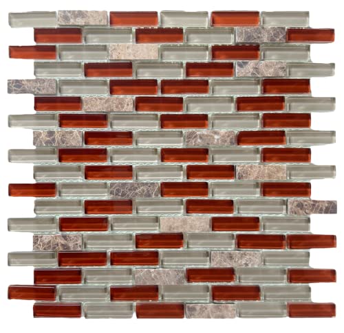 Volcano Red Crystal Glass Mosaic Tile Brick Pattern (Glossy&Matte) For Bathroom And Kitchen Walls Kitchen Backsplashes #TOP6