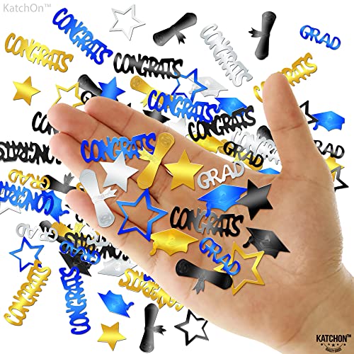 Image of KatchOn, Congrats Grad Graduation Confetti Class of 2026 - Pack of 1300 | Black, Silver, Blue and Gold Confetti for Class of 2026 Decorations | Graduation Decorations 2026