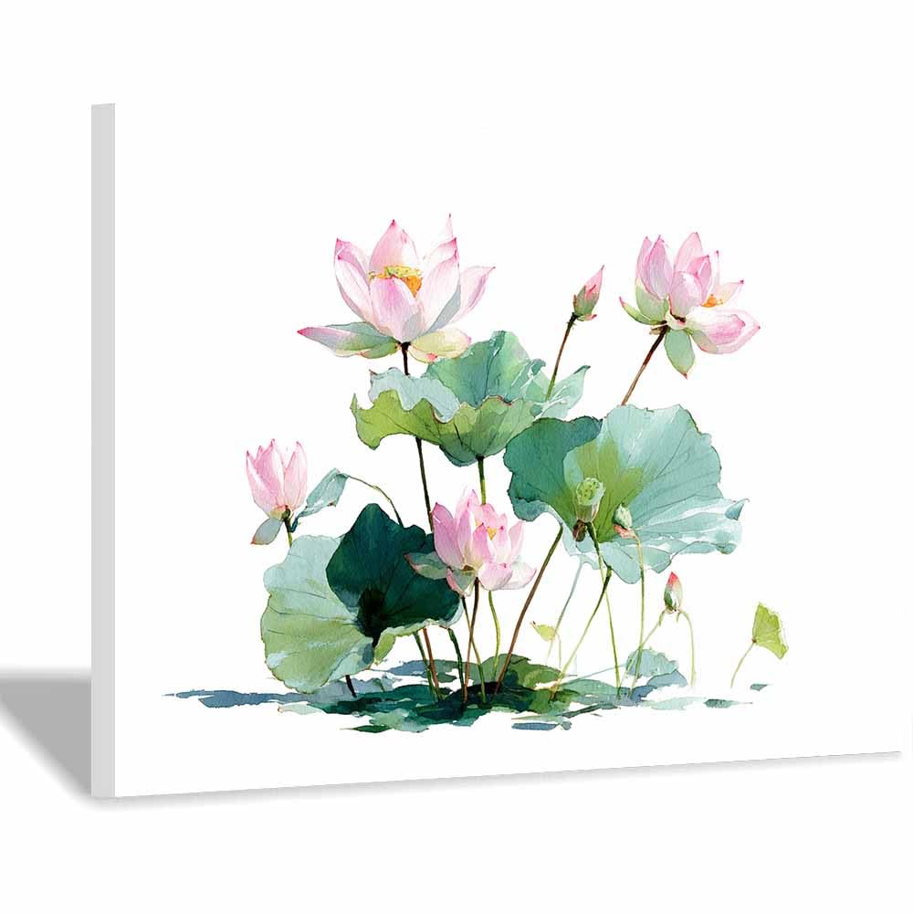 ZAMAEIU Natural Scenery Painting Lotuss Painting Cluster Pictures Artwork, Contemporary Wall Art Large Size, Room Aesthetic Home Decor,Living Room,Bedroom(green)-30x50cm Framed