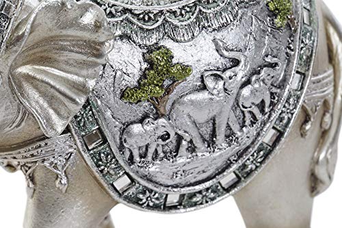 Statuette éléphant argenté 19,5 cm pour salon design chic