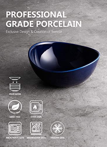 Sweese 102.403 Porcelain Bowls - 18 Ounce For Cereal, Salad, Dessert - Set Of 4, Navy #TOP3