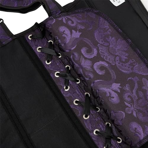 Image of Women's Lace up Gothic Jacquard Shoulder Straps Tank Overbust Shaper Corset Bustiers Top