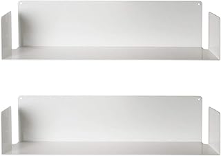 Teebooks Etagères Murales - Lot de 2 étagères - Acier - Blanc - 60 x 15 x 15 cm - Pour Livres, Cds, Dvds