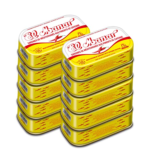Canned Sardines with Cayenne Pepper - Canned Mediterranean Sardines without Heads from El Manar - 12-Pack of 125g Cans