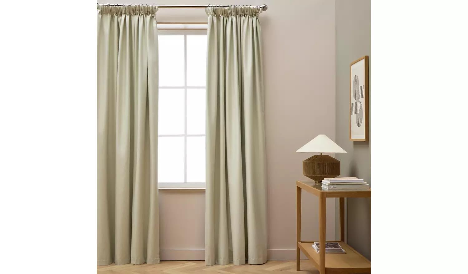 SEGOY Blackout Pencil Pleat Curtains - Cream- 168x229cm