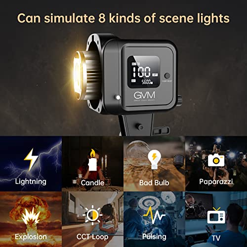 Image of GVM Great Video Maker GVM 80W Bi-Color COB Video Light Kit, 2700K~7500K Continuous Lighting for Photography with Bowens Mount Softbox&Stand, 8 Effects Support AC Adapter & NP Battery
