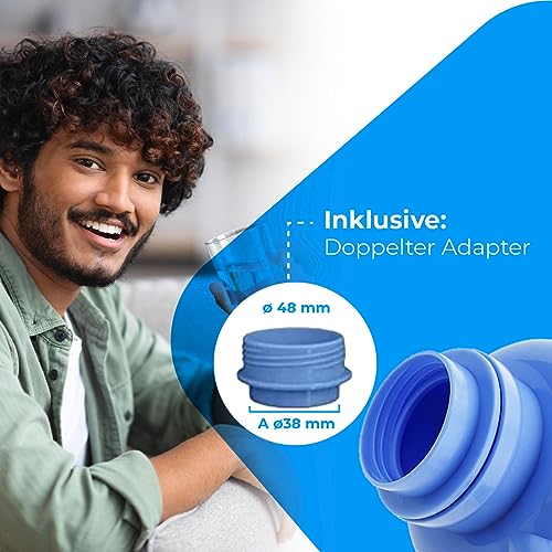 NK Universal Wasserspender - Manueller Dosierer für Flaschen, Fässer - Kompatibel mit Flaschen von 2,4,6,8,10 und 12L, mit Adapter von 3,8 und 4,8 cm - Weiß und Blau