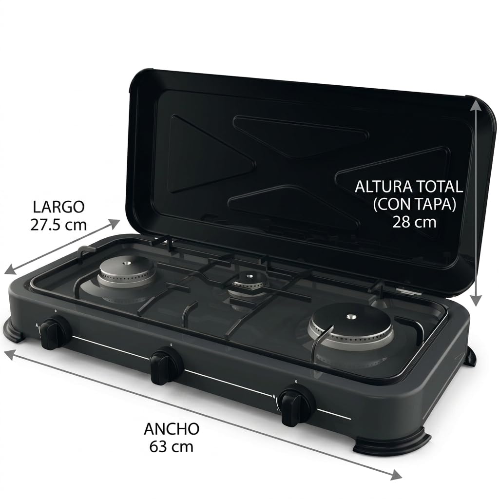 CR-MOESANCO® Hornillo Gas Camping Exterior Acero Inoxidable