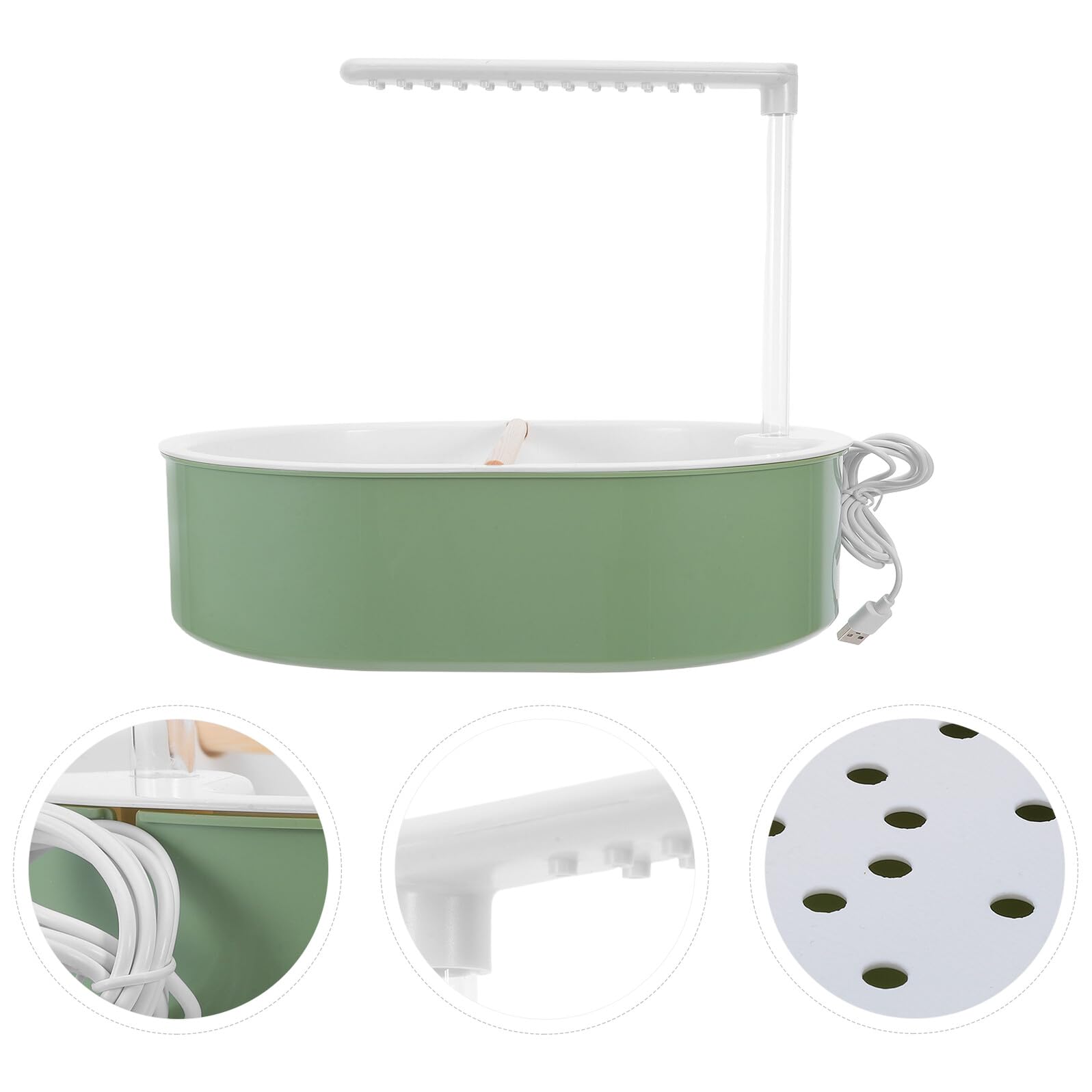 SOIMISS Bañera Automática para Pájaros Interior con Bomba Ajustable, Ducha Fuente para Loros Periquitos Cacatúas, Contenedor 31,7x31,7x24,5 Cm en Plástico Azul Gris y Accesorios de Madera