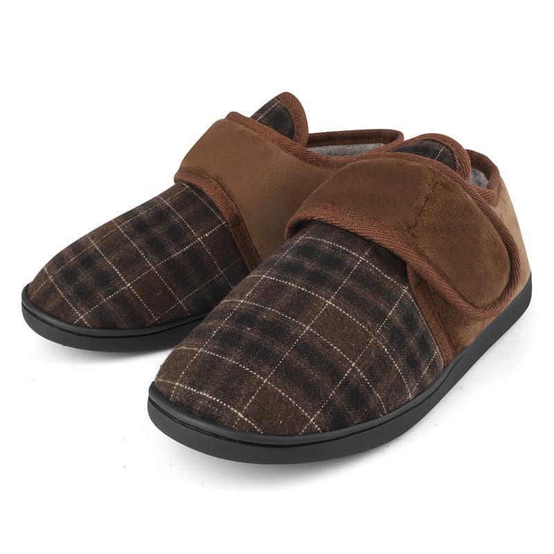 TIESTRA Zapatos Anchos para Hombres Cálidos Zapatillas Diabéticas Memoria Suela de Espuma Zapatillas de Fieltro para Hombres