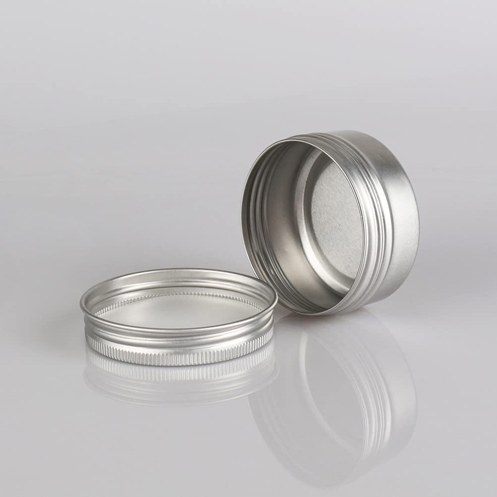 30 Pièces 50ml Pots en Aluminium Vide Rond Argent Petit Cosmétiques Pot Conteneurs for Fait Main Bougies Crème Baume Voyage, 5X Spatule, 2X Étiquettes