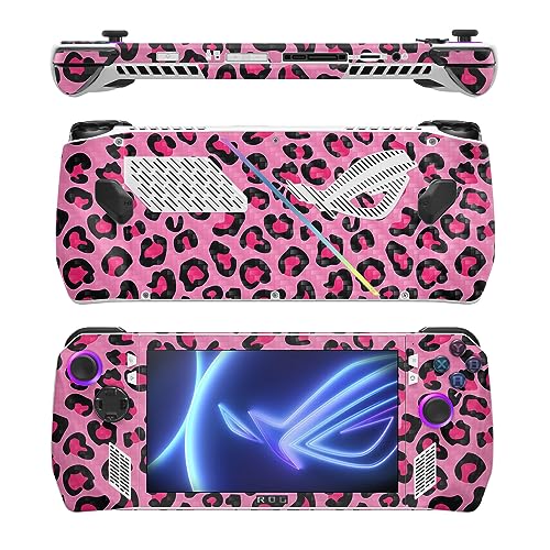 Image of MightySkins Carbon Fiber Skin Compatible with Asus ROG Ally - Pink Leopard | Protective, Durable Textured Carbon Fiber Finish | Easy to Apply
