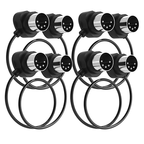 FORE 4-Pack 2-ft / 60cm Symmetry-Angle MIDI Cable with Ultra-Small Plugs for Tight Space, 5-Pin Din MIDI Cable Compatible with MIDI Keyboard/Interface/Guitar Multi Effects 2-ft / 60cm 4-Pack