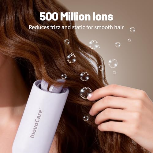Image of Upgraded Automatic Rotating Curling Iron - CurlPro Plus Long Barrel Curling Wand for Long Hair, Ceramic Hair Curler for Women, Anti-Scald, Tangle-Free, 600M Ionic, Dual Voltage (Blue)