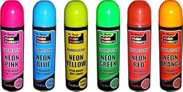 6 CANS OF FLUORESCENT NEON spray can paint 200ML Graffiti (Banksey) NO CFCs