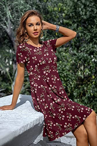 Image of Women's Summer Casual Tshirt Dresses Short Sleeve Cover ups Beach Loose Dress