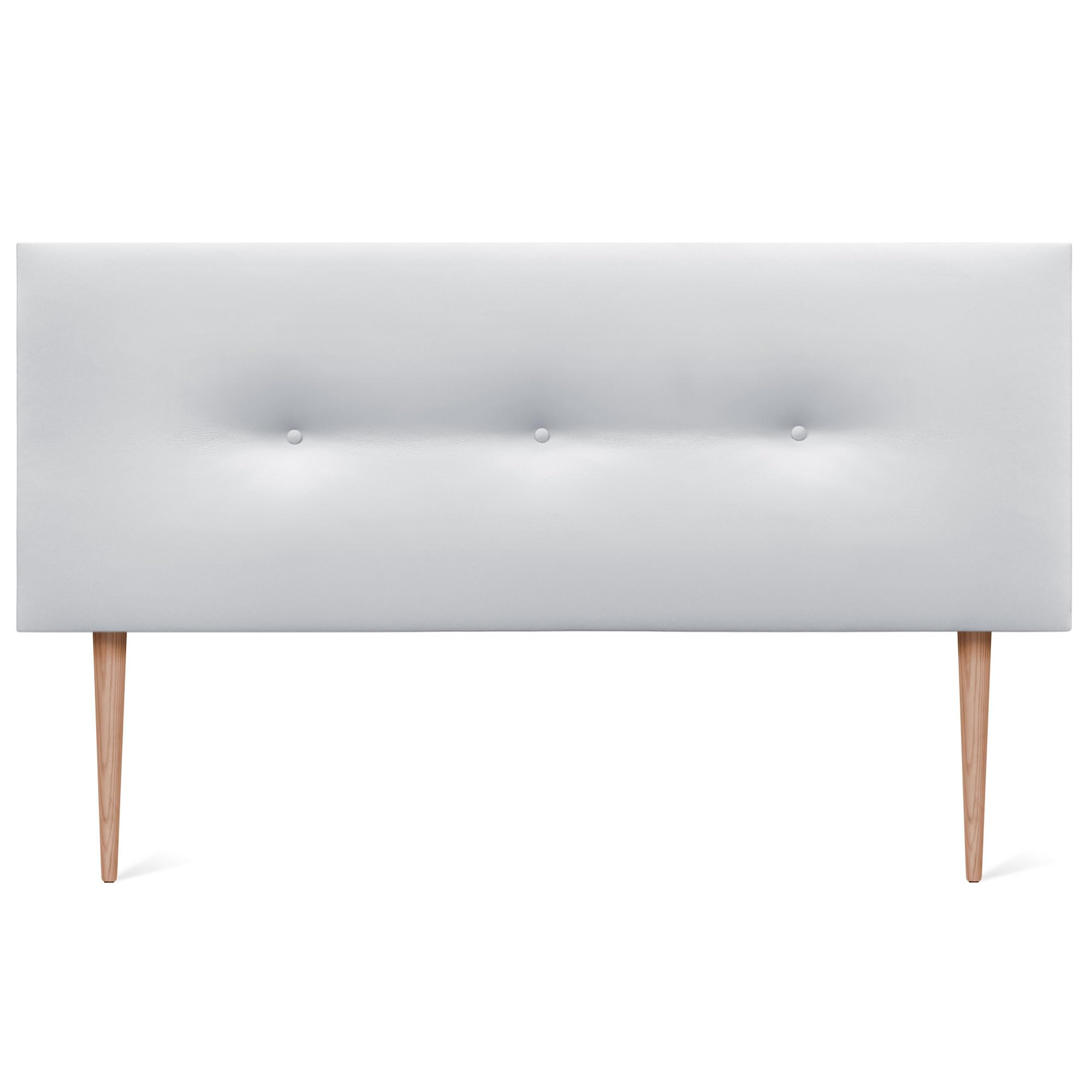 DHOME Cabecero de Polipiel o Tela Acualine Liso con Botones con Patas Tapizado de Alta Gama Cabezal Lujo Cama Dormitorio (Polipiel Blanco, 150x105cm (Camas 150/160))