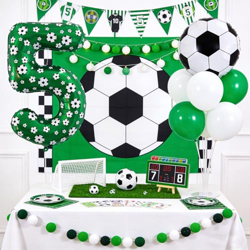 Image of 40 Inch Soccer Number 8 Balloons Large Foil Balloon Number 8 Birthday Deco | World Cup Sports Soccer Theme Decoration For Soccer Party And Boy'S 8 th Birthday