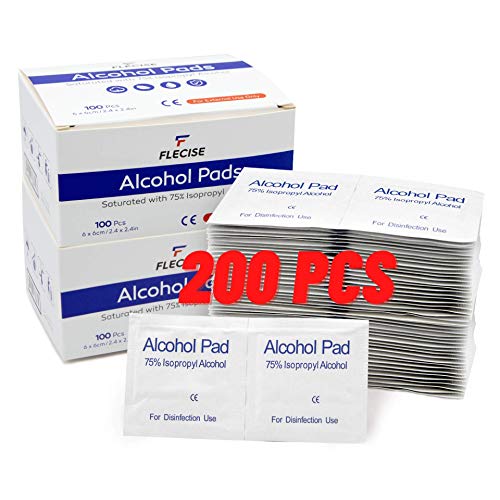 200 Pcs Alcohol Prep Pads, 75% Alcohol Cotton Slices, Alcohol Gauze Pads Individually Wrapped Swap Pad, 6 x 6cm/2.4in x 2.4in