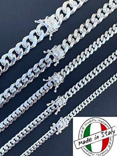 HarlemBling Solid 925 Sterling Silver Miami Cuban Link Chain Or Bracelet - Box Lock Cuban Link 4-10.5mm - Italy Men's Necklace2