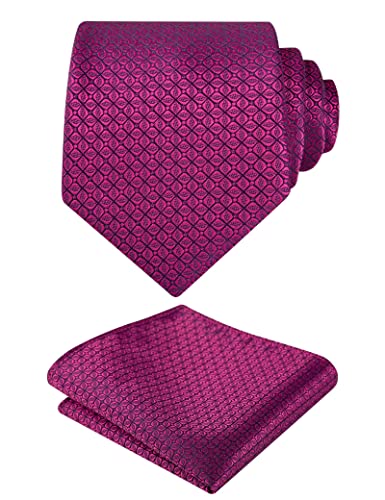 Image of Alizeal Mens Vintage Solid Plaid Tie with Pocket Square 3.15inches Necktie Set