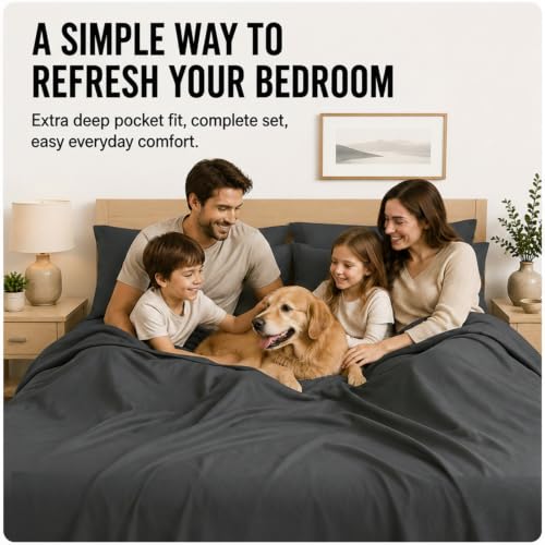 Image of CozyLux 4-Piece Twin Sheets Set, Fits 18-21 Inch Mattresses, Oeko-TEX