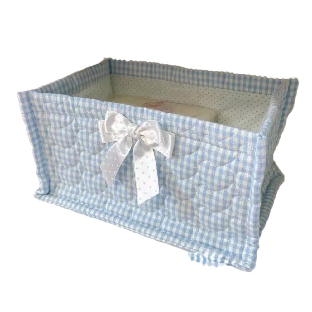 CTRLZS 1PC Square Fabric Storage Basket Desktop Organizer Fabric Storage Basket Fabric Home Decoration Blue Frame