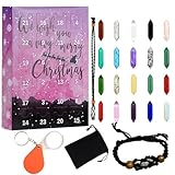 moonyan Piedra de Adviento de Navidad,Calendario de Adviento de Piedras Preciosas de Navidad - Kit de con calendario de Adviento Gem Rock de 24 días | Calendario de Adviento de piedra natural de la