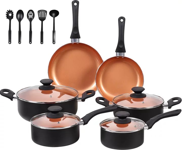 Image of BECIGAR Ceramic Pots and Pans Set, 15PCS Nonstick Set Ceramic Cookware Set, Nonstick Pan Pots and Pans Set Non Stick Cookware set (With-Induction)
