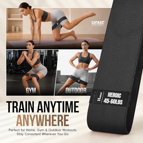 Image of Fabric Resistance Band Set with Exercise Guide, 3 Levels for Hip and Glute | For women and men; 3 resistance levels with an exercise guide for legs, squats, yoga, fitness, and physical therapy