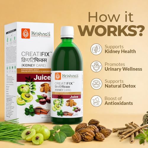 Image of Krishna's Creatifix Juice - 1000 ml | For Healthy Kidneys & Renal Support | Enriched with 30 Ayurvedic Herbs | Supports Kidney Care & Detox | Herbal & Ayurveda Formula
