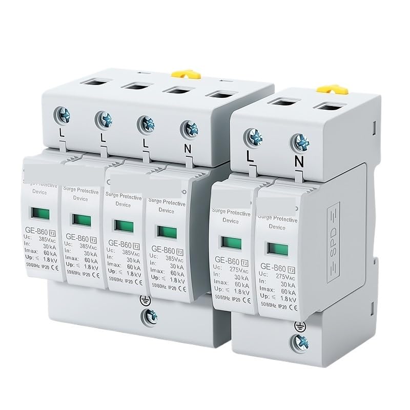 2P4P AC Lightning Protection Device SPD Home Low-Voltage Lightning Surge Protector 275V385V20KA40KA0KA80KA100KA ﻿(4P AC385V,80KA)
