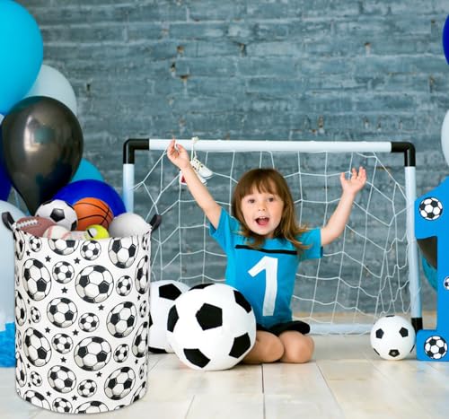 Image of Kids Laundry hamper Baby Hamper for Nursery Boy and Girl Hamper Cute Kids Toys Storage Bin Organizer Soccer Room Decor for Home(Soccer)