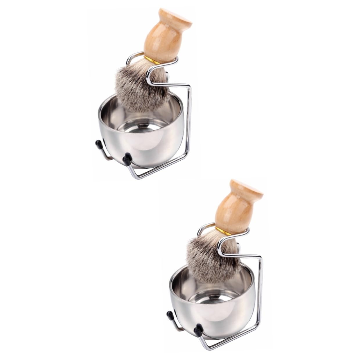 Healeved 2 Ensembles outil de rasage tasse de crème à raser kit de toilettage homme Accessoires de rasage durables Outils de rasage de qualité kit de toilettage pour hommes rasoir En bois