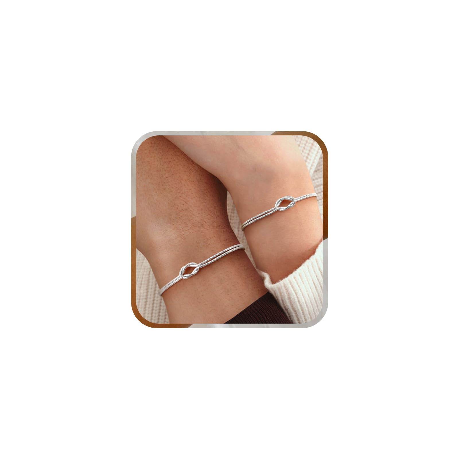 J.Fée 2PCS Bracciali Coppia Bracciale Amicizia Bracciale Donna Argento 925 Bracciali Amicizia Donna, Braccialetti Donne Oro, Regali di Coppia, Regalo Amica, Regalo Fidanzato, Regali Mamma