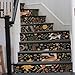 REDAMANCY Vintage Dark Black Animals Forest Rabbits Deer Peel and Stick Vinyl Stair Riser Decals Staircase Tile Stickers Decor Modern Marble Decoration Self-Adhesive(14 Pcs)
