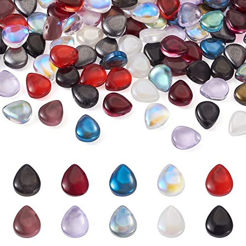 Bestewelry 200pcs Teardrop Glass Beads Water Drop Glass Dangle Charms Beads for DIY Jewellery Necklace Bracelet Earring Making