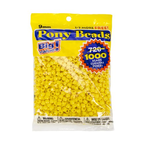 Darice Lemon H Opaque Yellow Pony Craft Projects For All Ages Jewelry, Ornaments, Key Chains, Hair Round Plastic Center Hole, 9Mm Diameter, 1,000 Beads, 1000 #TOP2