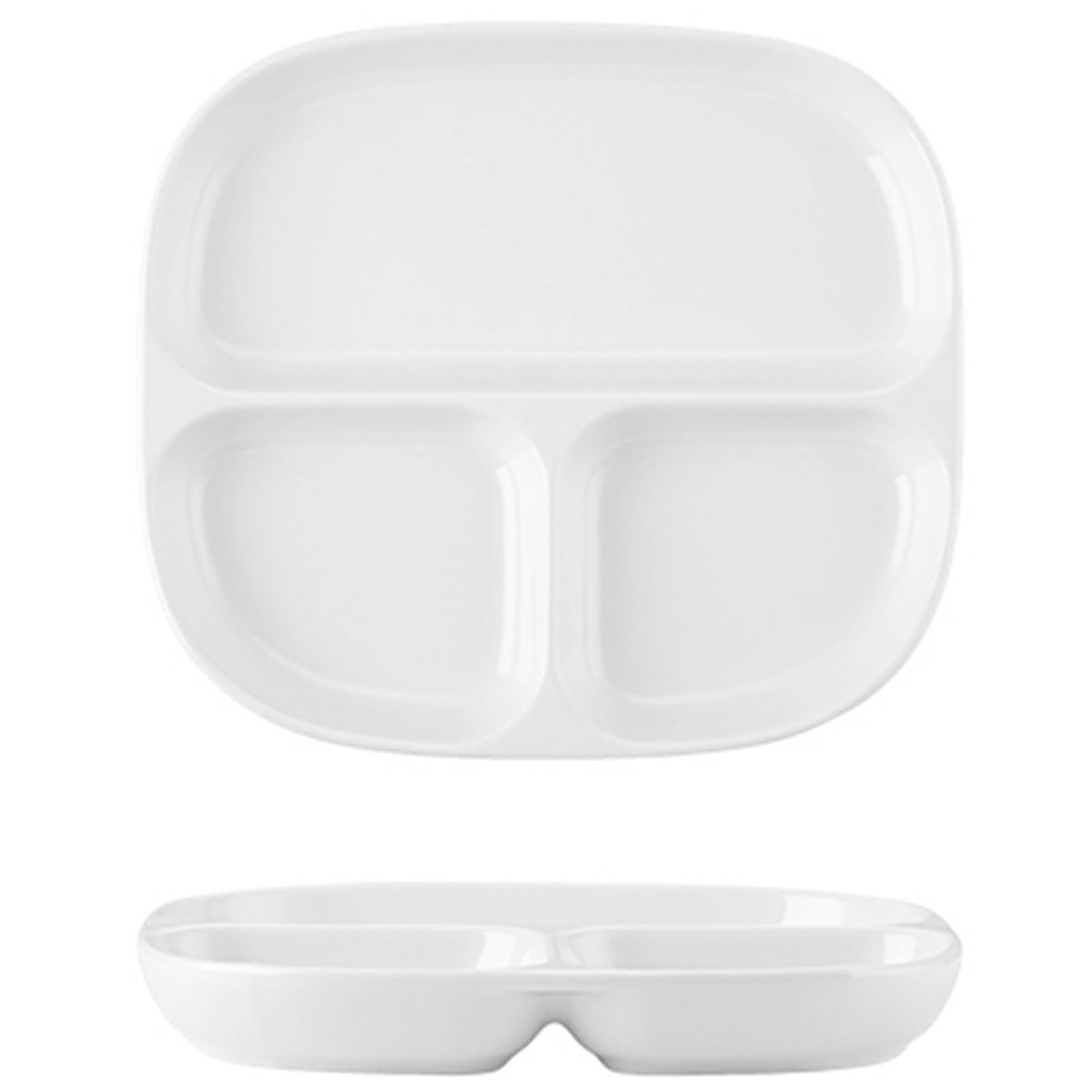 ksxnkhk Dinner Plate for Adults, Simple Platter with 3 Section Partition, Microwave and Dishwasher Safe Dish, Bariatric Diet Divided Tray, 1 Pack(White)